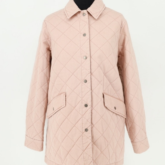 JOIE Spring Pale Pink Quilted Utility Snap Front Jacket - Picture 2 of 9